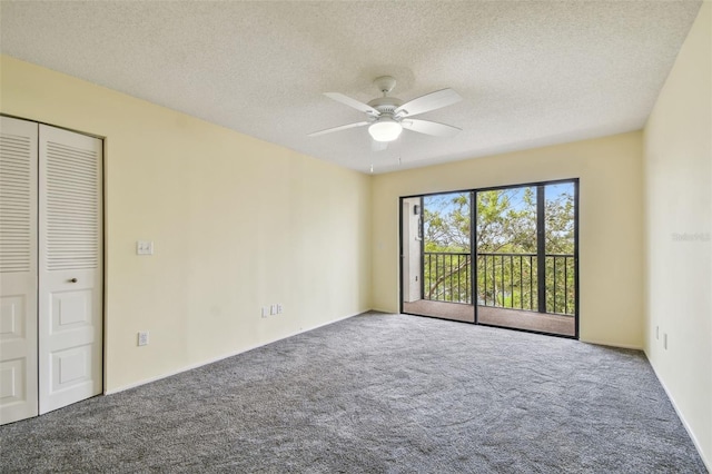 8198 Terrace Garden Dr N Unit 403, Saint Petersburg, FL 33709 - unfurnished bedroom featuring access to exterior, carpet flooring, a textured ceiling, and ceiling fan