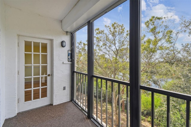 view of unfurnished sunroom