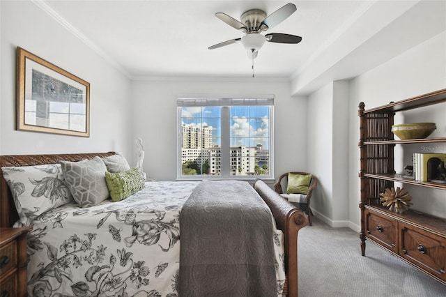 345 Bayshore Blvd Unit 808, Tampa, FL 33606 - bedroom with carpet flooring, crown molding, baseboards, and ceiling fan