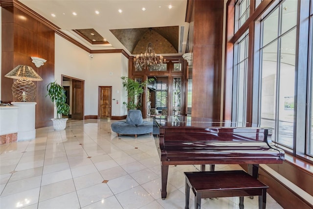 345 Bayshore Blvd Unit 808, Tampa, FL 33606 - community lobby with a towering ceiling, ornamental molding, and recessed lighting