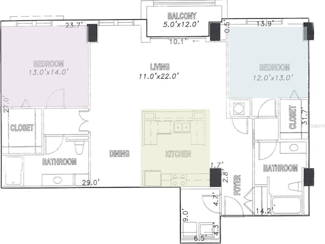 345 Bayshore Blvd Unit 808, Tampa, FL 33606 - room layout