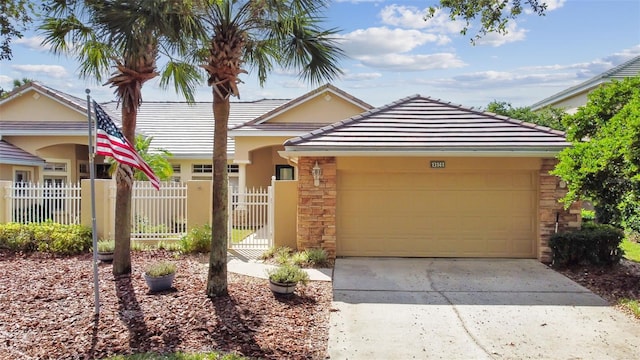 single story home featuring a garage