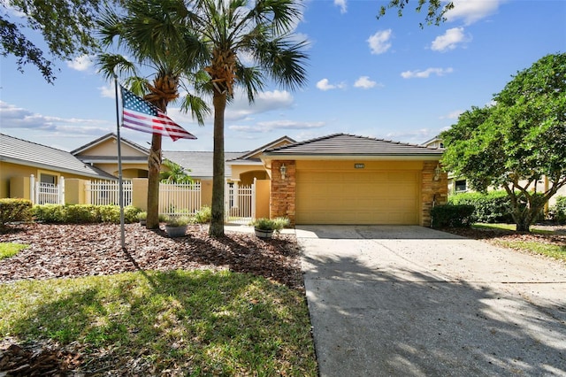 ranch-style home with a garage