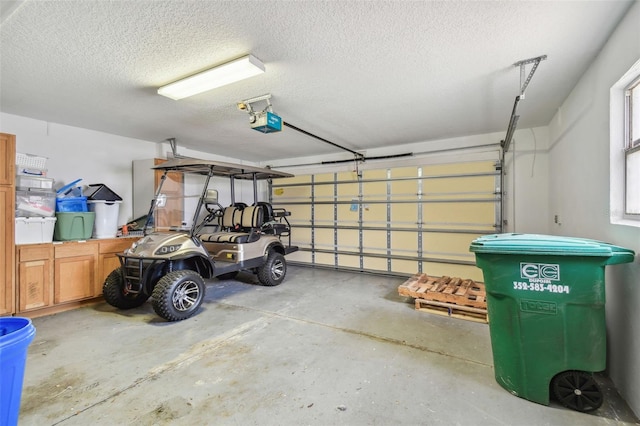 garage with a garage door opener