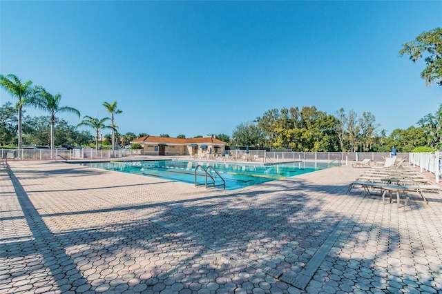 view of pool featuring a patio