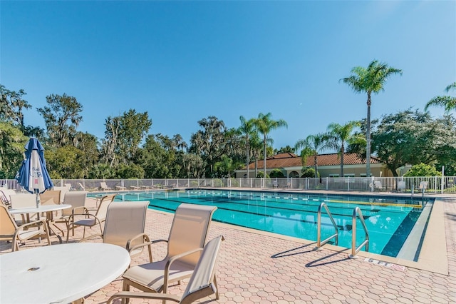 view of swimming pool with a patio