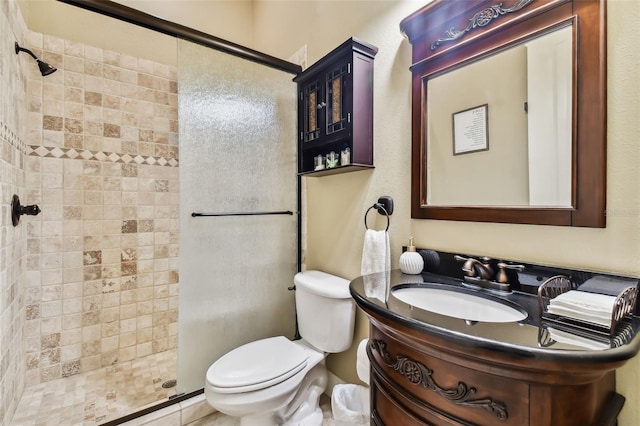 12709 Mannhurst Oak Ln, Lithia, FL 33547 - bathroom featuring a stall shower, vanity, and toilet