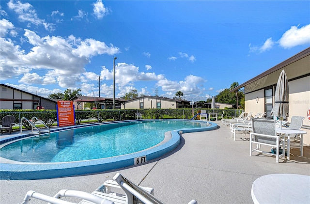 view of pool featuring a patio area