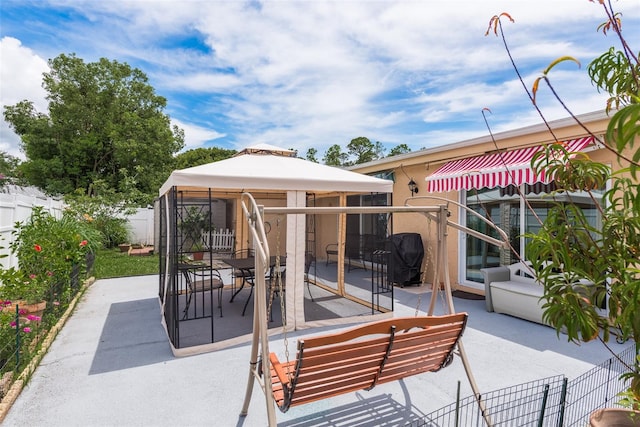 view of patio / terrace featuring a gazebo