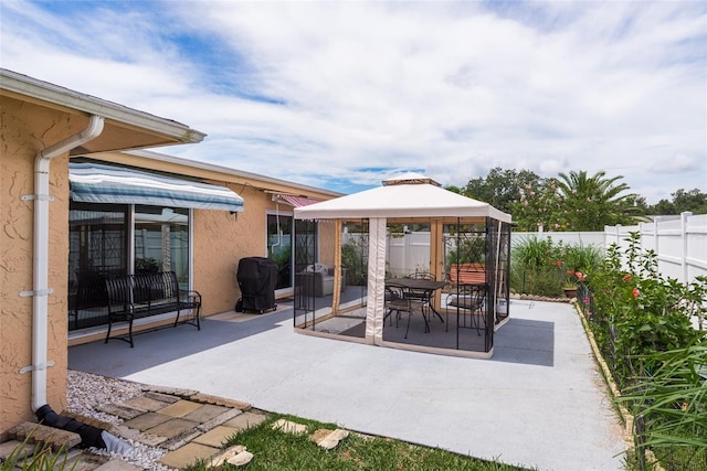 view of patio featuring a gazebo