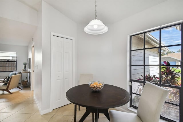 tiled dining space with a healthy amount of sunlight