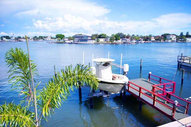 dock area featuring a water view