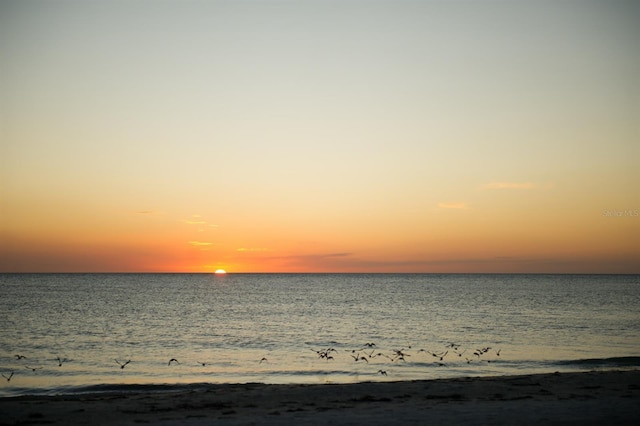 property view of water featuring a beach view