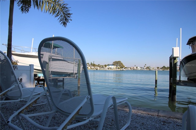 dock area featuring a water view