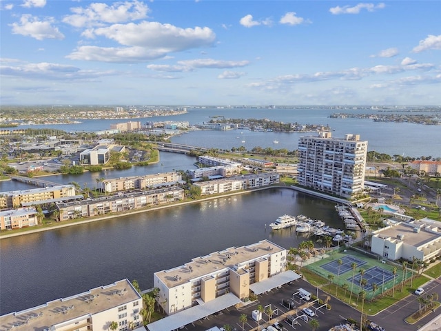 bird's eye view featuring a water view