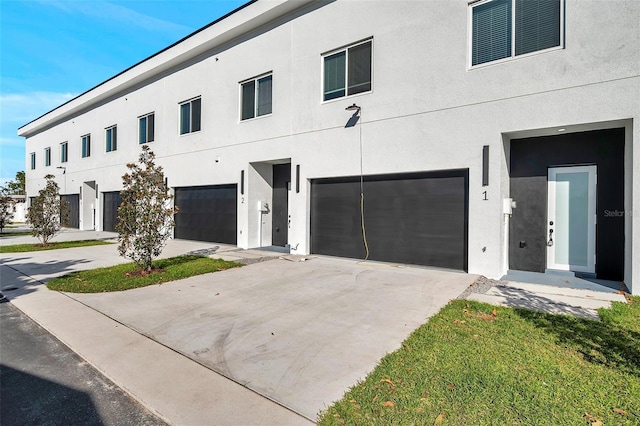 exterior space featuring a garage