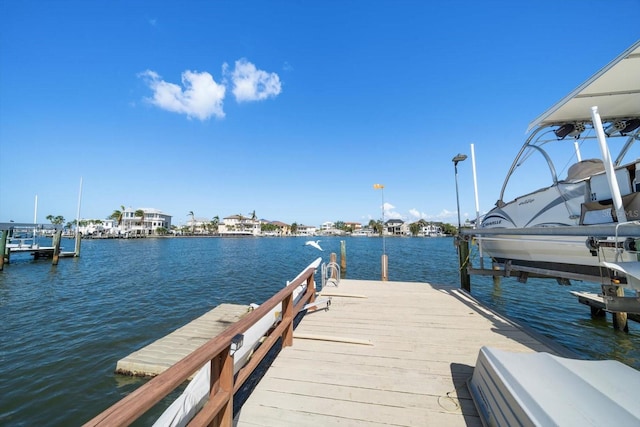 view of dock featuring a water view