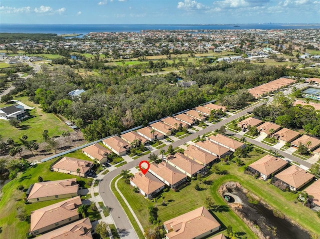 bird's eye view featuring a water view