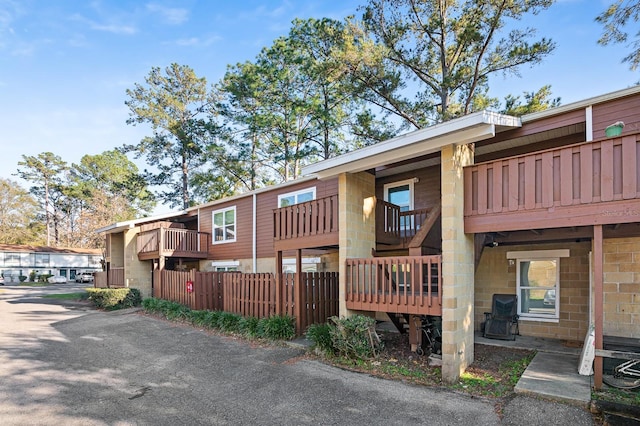 exterior space featuring concrete block siding