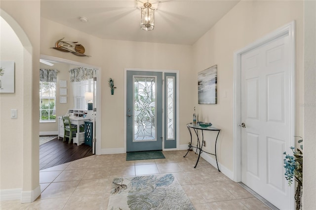 foyer with a healthy amount of sunlight and light wood-type flooring