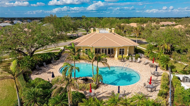 view of swimming pool with a patio area