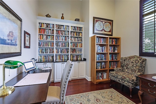 office space featuring dark hardwood / wood-style flooring