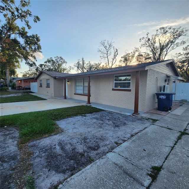 single story home with a patio