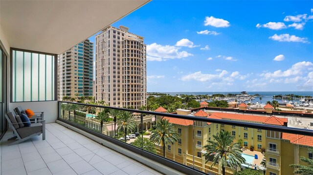 balcony with a water view