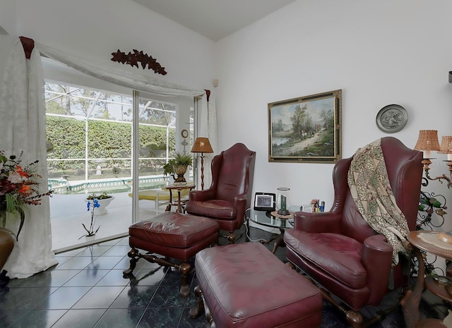 sitting room featuring tile patterned floors