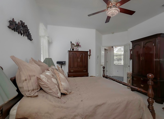 bedroom featuring ceiling fan