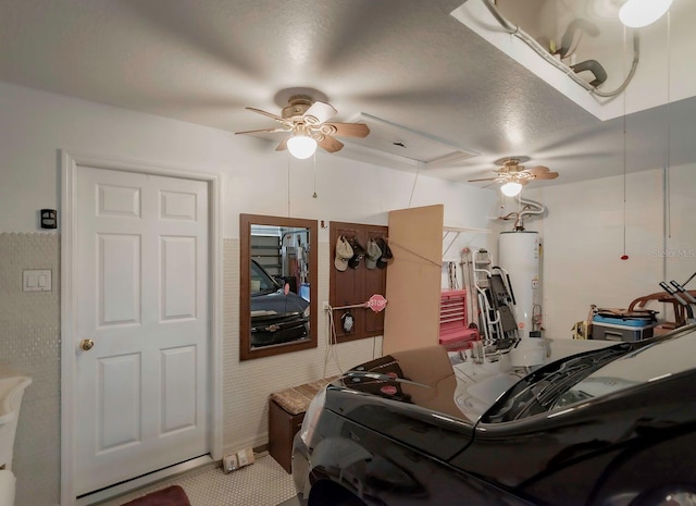 garage with water heater