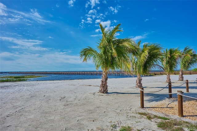 property view of water with a beach view