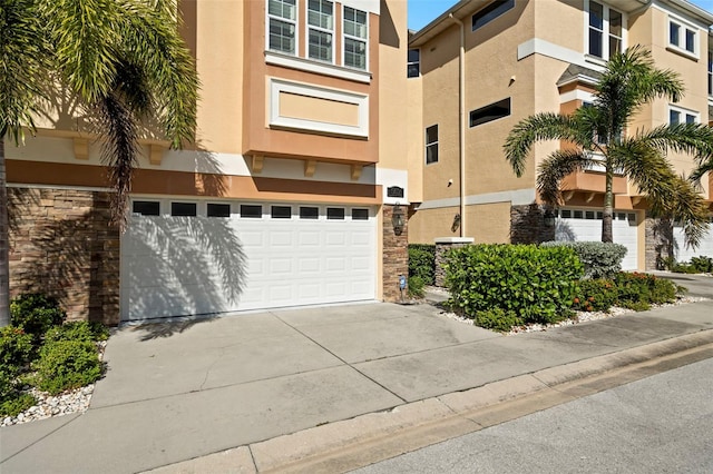 exterior space with a garage