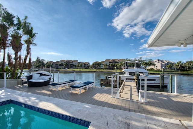 view of dock featuring a water view