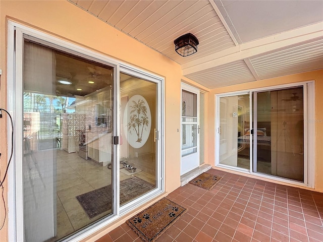 exterior space featuring wooden ceiling