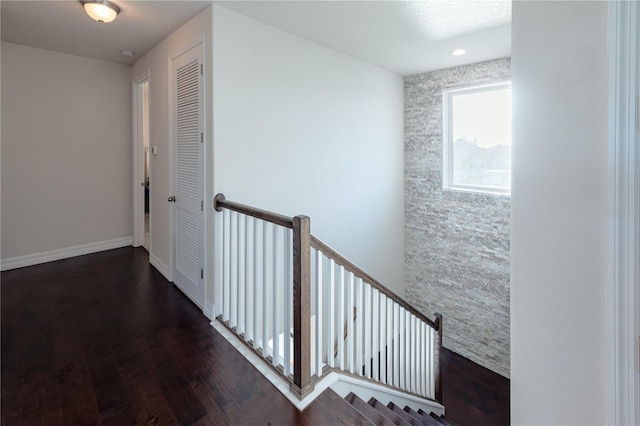 hallway with dark wood-type flooring