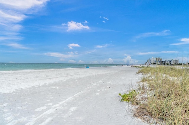 property view of water with a beach view