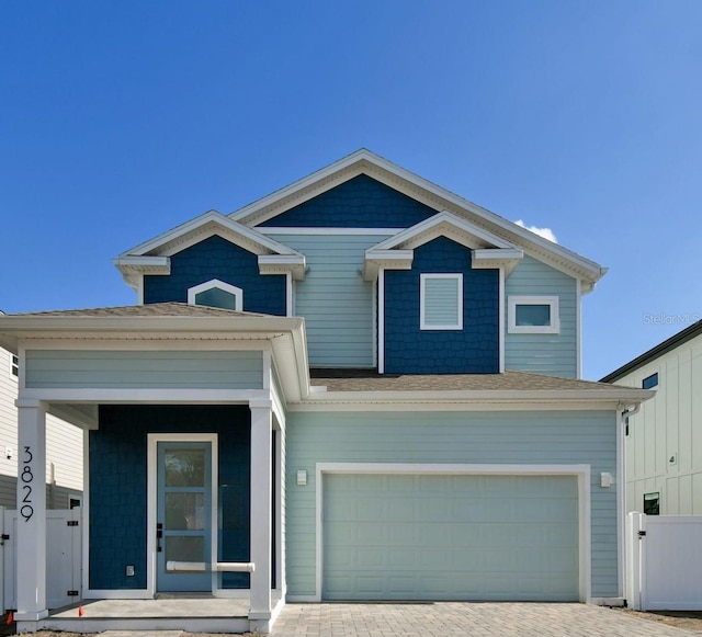 view of front of house with a garage