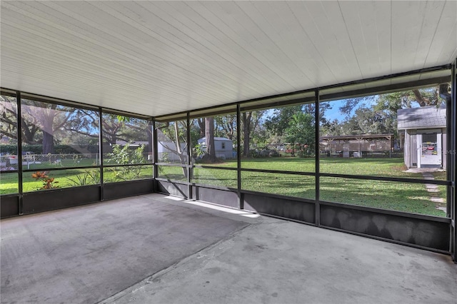 view of unfurnished sunroom