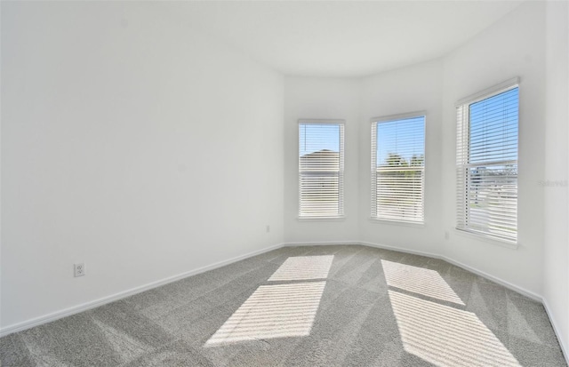 spare room featuring carpet and baseboards