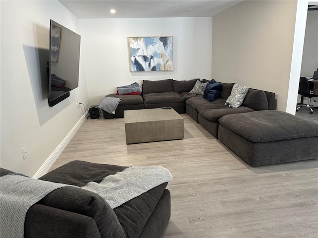 living room with light hardwood / wood-style flooring