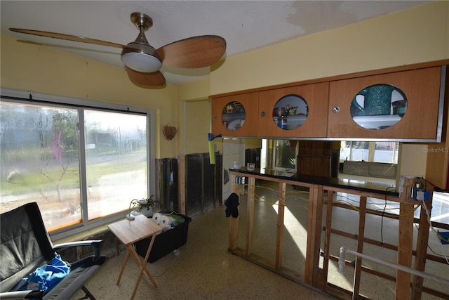 kitchen with speckled floor