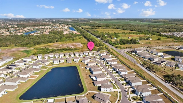 bird's eye view featuring a water view