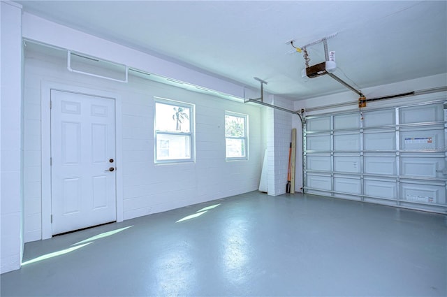 garage with a garage door opener