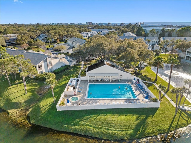 14880 Shipwatch Trce Unit 1915, Largo, FL 33774 - aerial view of residential area with a pool and a nearby body of water