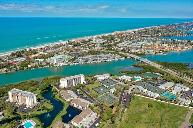 bird's eye view featuring a water view