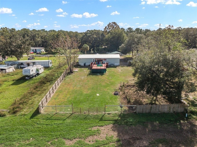 birds eye view of property featuring a rural view