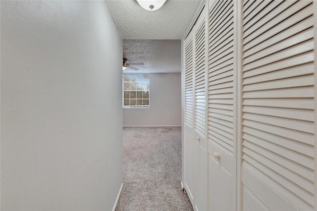 107 Caldwell Dr Unit 291, Brandon, FL 33510 - hallway with a textured ceiling, carpet floors, and baseboards