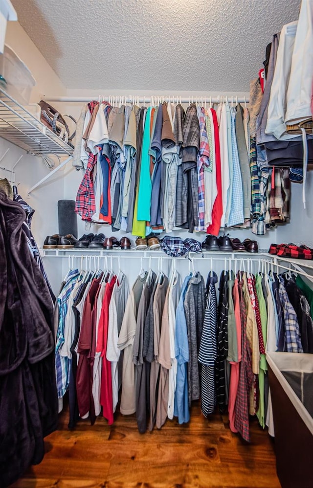 walk in closet featuring dark hardwood / wood-style flooring