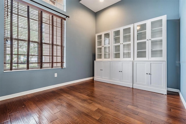 unfurnished room featuring dark hardwood / wood-style floors and a wealth of natural light